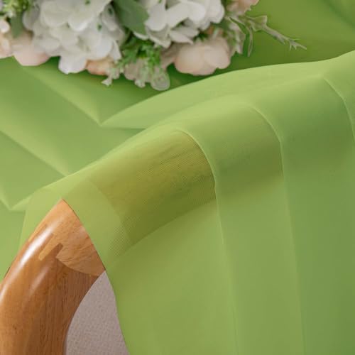 Sheer Curtains 63 inch Length 2 Panels Set for Bedroom Living Room (Lime / 42"W x 63"L (Pack of 2))