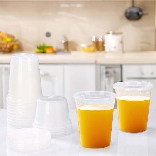 48 Sets 32 oz Plastic Deli Containers with Lids (32oz-48sets)