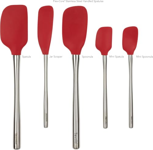 Stainless Steel Handled Silicone Spatula Set of 5 Cayenne Red (Cayenne / Stainless Steel Handle)