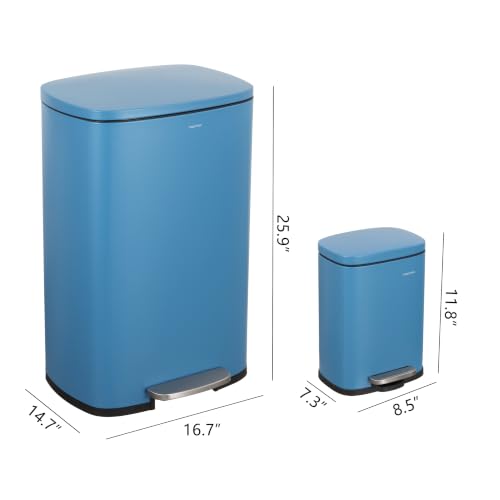 Connor 2 Piece Iron Trash Can (Bright Cobalt Blue)