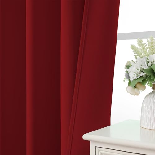 Red Blackout Curtains 63 inch Length 2 Panels Set (Red / 52"W x 63"L (Pack of 2))