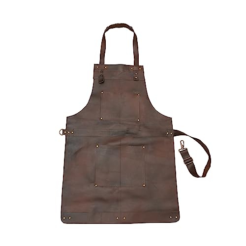 Full Grain Leather & Canvas Apron (Brown 07)