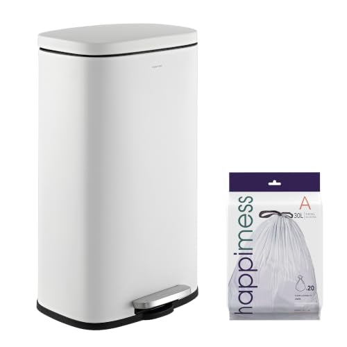Curtis 8 Gal Step Trash Can Soft Close 25" (White)
