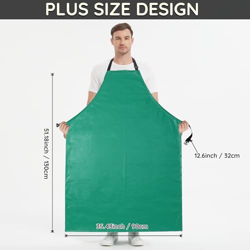Heavy Duty Extra Long Oil & Chemical Resistant Thicker Rubber Aprons Unisex (Green)