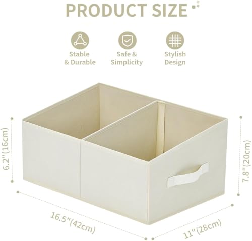 Closet Storage Bins (Beige / 6 Bins 16.5"x11"x7.8")