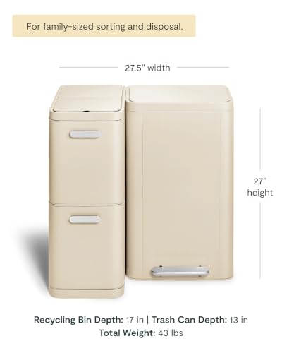 Rectangular Trash and Recycling Duo (Cream)