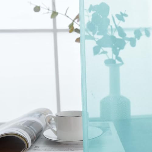 Basic Rod Pocket Sheer Voile Window Curtain Panels Sky Blue 1 Pair 2 Panels 52 Width 90 Inch Long for Kitchen Bedroom Children Living Room Yard（Sky Blue (Sky Blue / 52"W x 90"L (Pack of 2))