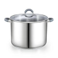Basics 16 Quart Stainless Steel Stock Pot with Lid (16 Quarts / Gray Silicone Handle)