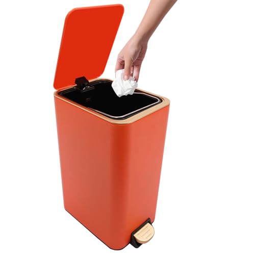 3.17Gal Step Trash Can with Lid (Orange)