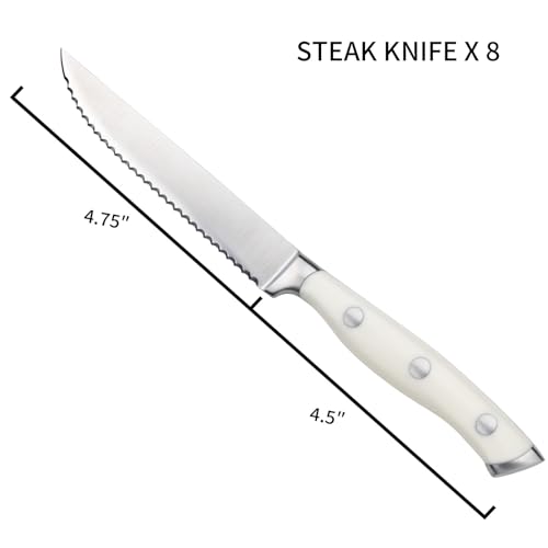 8 Piece White Steak Knives Set (White / 8-Piece)