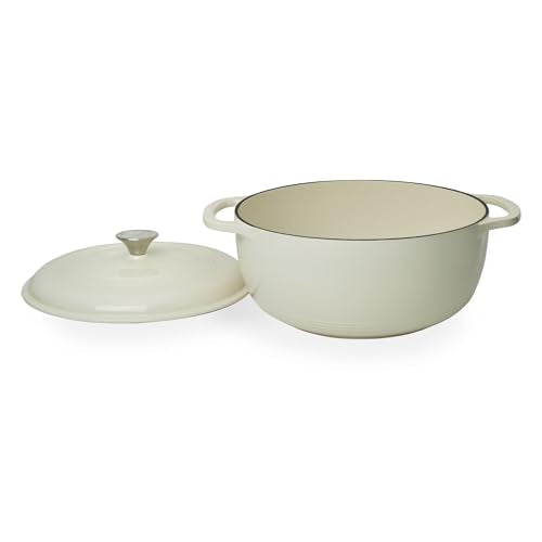 Enameled Cast Iron Round Dutch Oven (White)