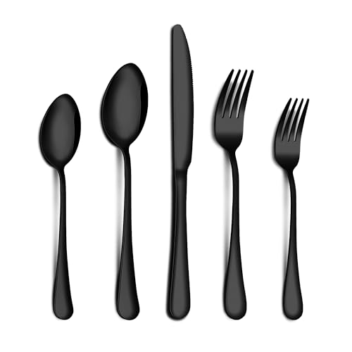 40 Piece Black Silverware Set for 8 (Black)