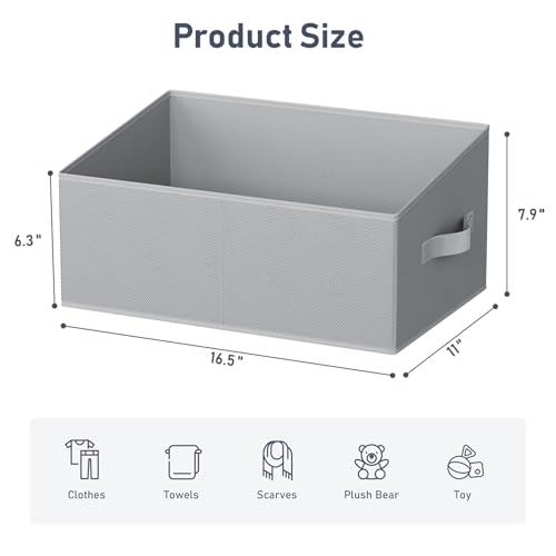 Closet Storage Bins 8 Pack (Gray / 8 Bins 16.5"x11"x7.9")