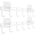 Adhesive Wall Hooks Rack Kitchen Rail (White)