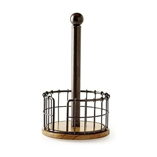 Anvil Wire And Acacia Wood Paper Towel Holder