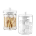 Glass Qtip Holder Dispenser for Bathroom (White / 2 Pack)