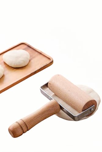 Stainless Steel & Beechwood Rolling Pin with Adjustable Thickness (T)