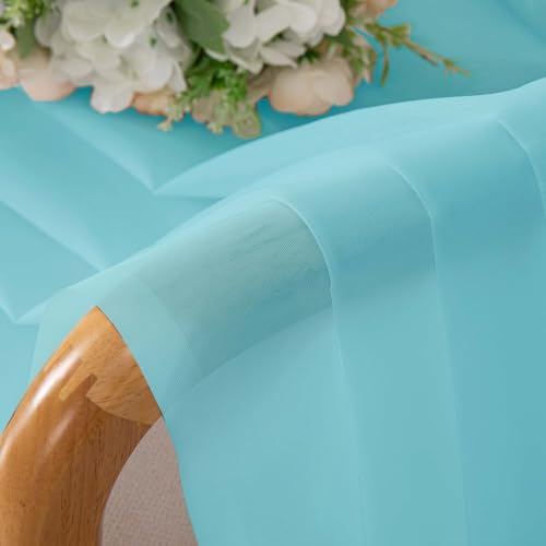 Sheer Aqua Curtains for Bedroom Living Room 78 Inches Long 2 Panels Set (Aqua / 42"W x 78"L (Pack of 2))