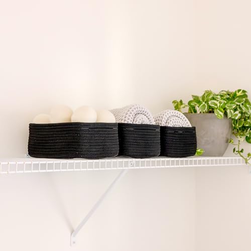 11.8"x8"x4.5” Rectangle Storage Baskets for Shelves 3 Pack (Black / 11.8" x 8" x 4.5")