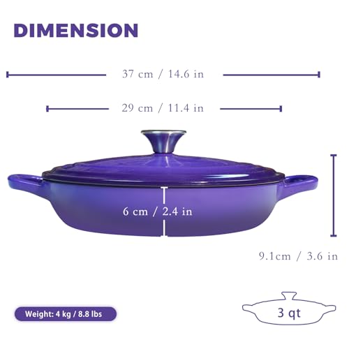 Braiser Enameled Cast Iron Braiser 3 QT (Purple / 3 qt)