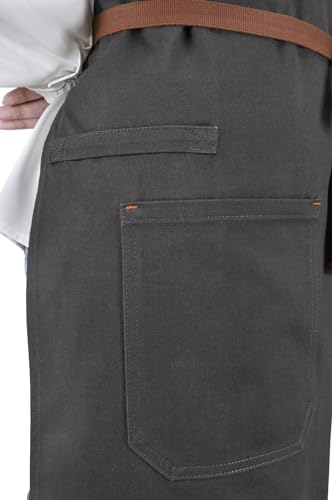 Cooking Apron for Men Women with Pockets & Towel Loop (Dark Grey)