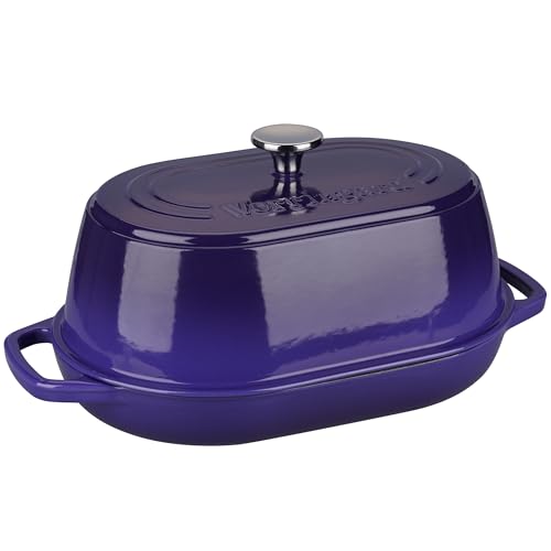 Enameled Cast Iron Dutch Oven Pot with Dome Lid (Purple)