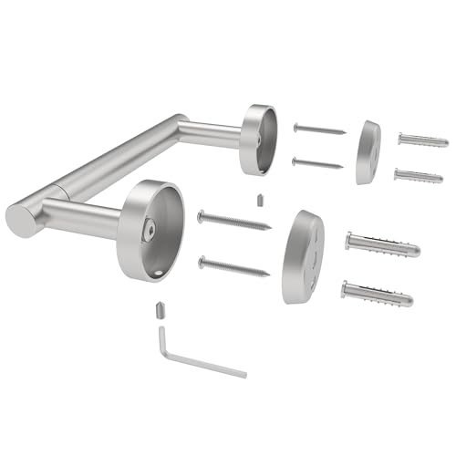 Bathroom Toilet Paper Holder Wall Mount SUS304 Stainless Steel Double Post Pivoting Toilet Paper Roll Holder Wall Mounted for Bathroom RV Commercial Toilet Tissue Dispensers (Brushed Nickel)