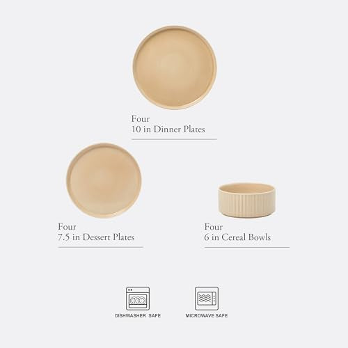 Solana Coast 12 Piece Stoneware Reactive Glaze (Terracotta Orange (Solana) / Service for 4 (12pcs))