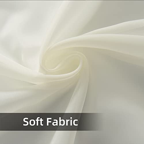 Solid Sheer Rod Pocket Curtain Voile Draperies 2 Panels White Beige Black Grey Coffee 52 Inch Width 108 Inch Long 1 Pair for Kitchen Bedroom Children Living Room Yard (Ivory / 52"W x 108"L (Pack of 2))