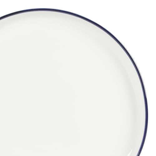 Oslo 16 Piece Porcelain Ceramic Chip & Scratch Resistant Dishes (White w/ Blue Rim (Oslo) / Service for 4 (16pcs))
