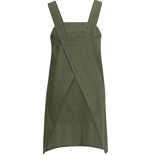 Women's Cross Back Pinafore Apron with Large Pockets Home Kitchen (X-Large / Army Green)