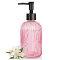 Stripe Glass Soap Dispenser with Black Plastic Pump (Plastic Pump / Pink)