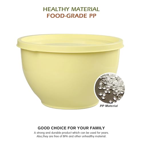 Plastic Mixing Bowls with Lids Set for Kitchen (Yellow)