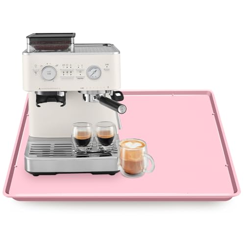 Silicone Coffee Maker Mat with Lip for Countertops (Pink / 19.7'' x 15'')
