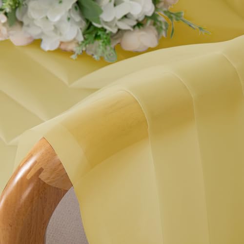 Mustard Yellow Sheer Valances for Windows (Yellow / 42"W x 16"L (Pack of 2))
