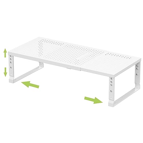 Expandable Adjustable Stackable Kitchen Organizer (1 Pack/White / 7.87"D x 16.6"~26.5"W x 6.1"/7.5"H)
