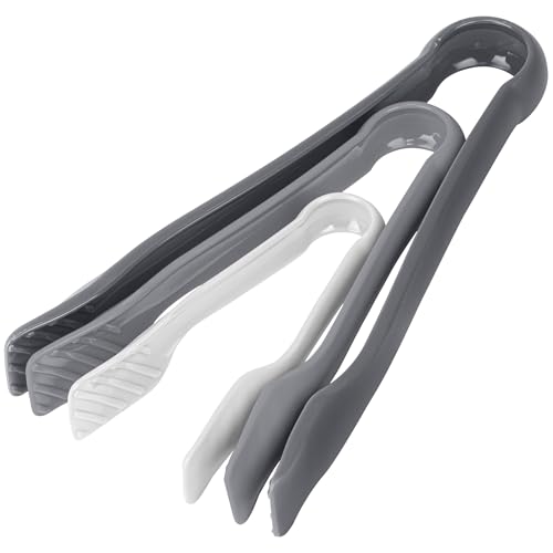 3 Piece Plastic Tong Set (Dark Gray, Gray, White)