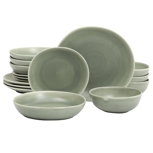 Zion Mist 16 Piece Stoneware Reactive Glaze (Green (Zion Mist) / Service for 4 (16pcs))