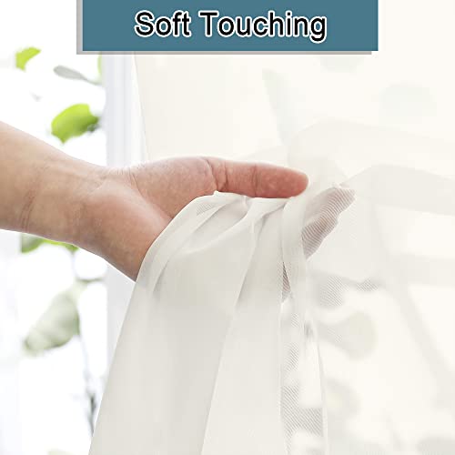 Sheer Curtain Panels Set 96" Inches Long (Ivory / 40"W x 96"L (Pack of 2))