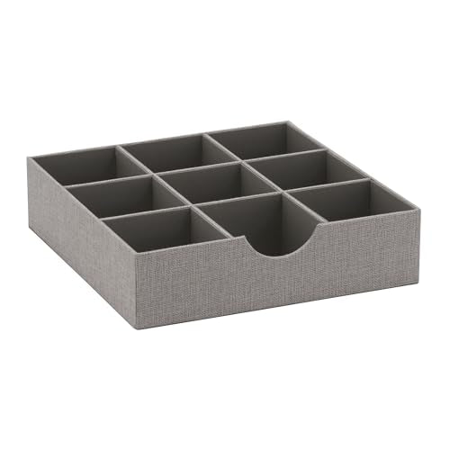Grey 728 1 Deep 9 Section Drawer Organizer Box for Storage 12 in x 3.13 (Grey)