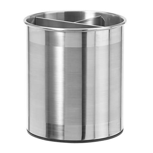 Jumbo Stainless Steel Rotating Utensil Holder with Removable Divider