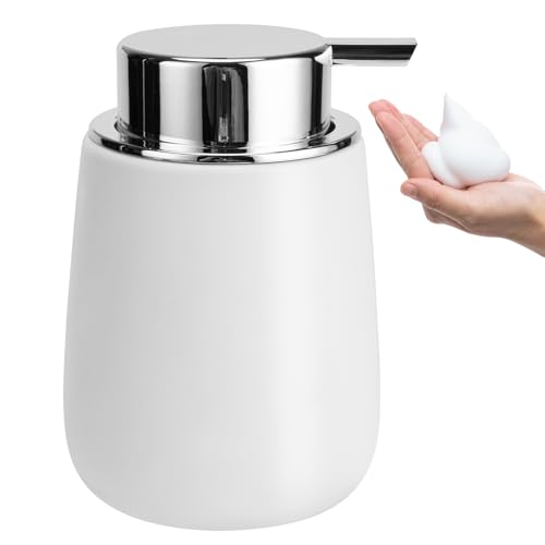 Soap Foaming Dispenser Ceramic with Easy (1 Pack / Silverwhite)