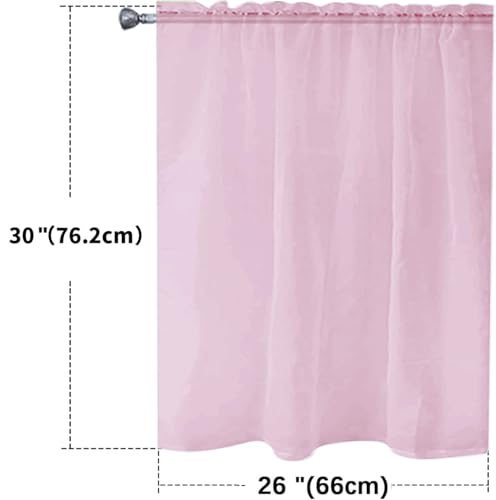 Basic Rod Pocket Sheer Voile Window Curtain Panels Light Pink 1 Pair 2 Panels 26 Width 30 Inch Long for Kitchen Bedroom Children Living Room Yard（Light Pink (Light Pink / 26"W x 30"L (Pack of 2))
