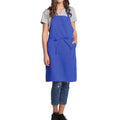 Adjustable Bib Apron with Pocket Extra Long Ties for Women Men (Blue)