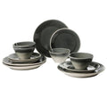 Plates and Bowls Set (Ombre Black (River Delta) / Service for 4 (12pcs))