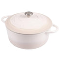 Enamelled Cast Iron Dutch Oven Pot with Lid 6.4 Quart Non Stick Casserole Pot (Oyster / 6.4-Quart - Deep)