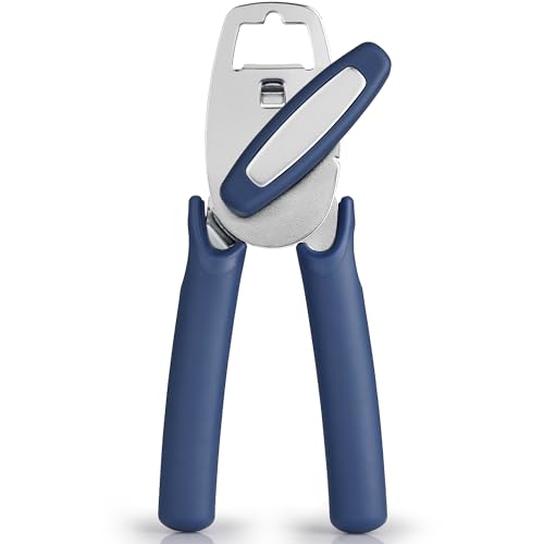 Heavy Duty Stainless Steel Manual Can Opener (Front Bottle Opener Design / Blue)