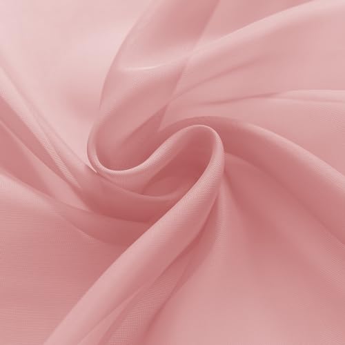 Solid Sheer Rod Pocket Curtain Voile Draperies 2 Panels White Beige Black Grey Coffee 52 Inch Width 108 Inch Long 1 Pair for Kitchen Bedroom Children Living Room Yard (Blush / 52"W x 108"L (Pack of 2))