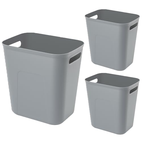 Plastic Small Bathroom Trash Can Wastebasket (Grey / 3.5 Gallon/3 Pack)