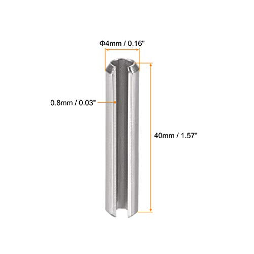 Slotted Spring Pin M4 x 40mm 304 Stainless Steel 20Pcs (M4 x 40mm)